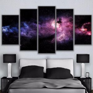Space Universe Galaxy - Space 5 Panel Canvas Art Wall Decor