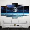 Space Universe Stars Earth - Space 5 Panel Canvas Art Wall Decor