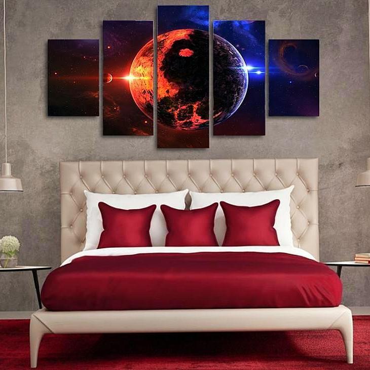 Space Wide Planet - Space Universe 5 Panel Canvas Art Wall Decor Space Wide Planet - Space Universe 5 Panel Canvas Art Wall Decor