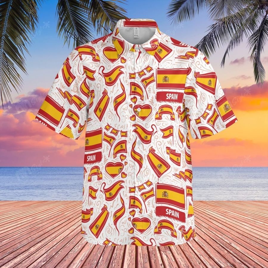 Spain Flag Pattern Hawaii Shirt Spain Flag Pattern Hawaii Shirt