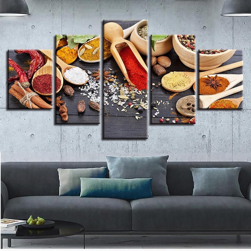 Spices 21 - Kitchen 5 Panel Canvas Art Wall Decor Spices 21 - Kitchen 5 Panel Canvas Art Wall Decor