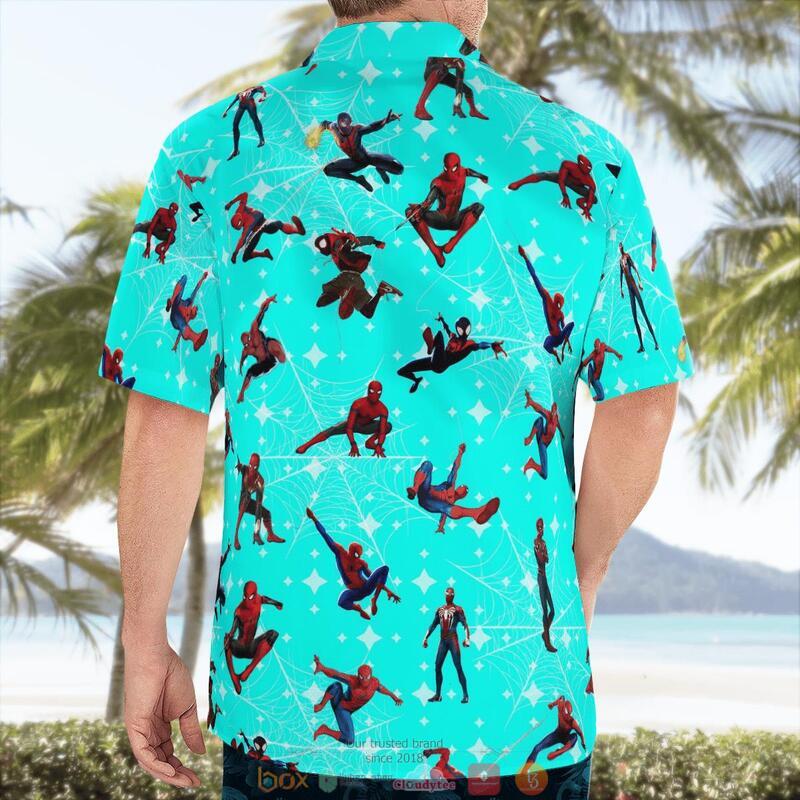 Spider Man Cyan Hawaiian Shirt Spider Man Cyan Hawaiian Shirt