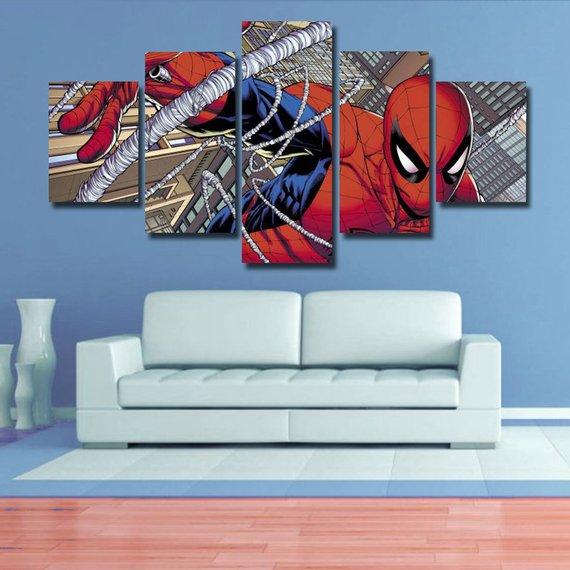 Spider-Man - Dc 5 Panel Canvas Art Wall Decor Spider-Man - Dc 5 Panel Canvas Art Wall Decor