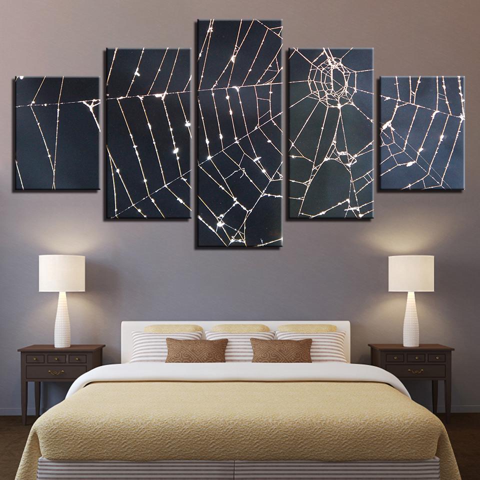 Spider Silken Webs - Abstract 5 Panel Canvas Art Wall Decor Spider Silken Webs - Abstract 5 Panel Canvas Art Wall Decor