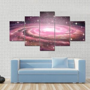 Spiral Galaxy In Deep - Space 5 Panel Canvas Art Wall Decor