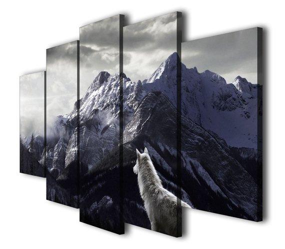Spiritual Wolf - Nature 5 Panel Canvas Art Wall Decor Spiritual Wolf - Nature 5 Panel Canvas Art Wall Decor