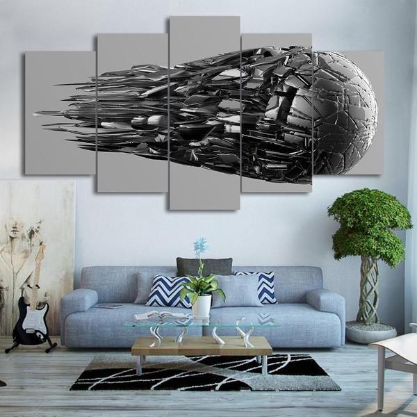 Sports Abstract Soccer Disintegration - Sport 5 Panel Canvas Art Wall Decor Sports Abstract Soccer Disintegration - Sport 5 Panel Canvas Art Wall Decor