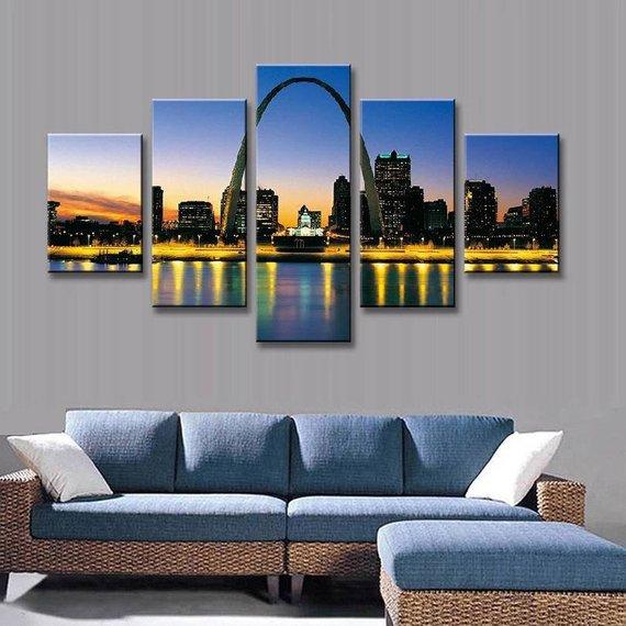 St Louis Arch - Nature 5 Panel Canvas Art Wall Decor St Louis Arch - Nature 5 Panel Canvas Art Wall Decor