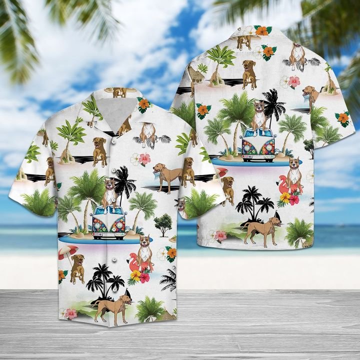 Staffordshire Bull Terrier Vacation Hawaiian Shirt Summer Button Up Staffordshire Bull Terrier Vacation Hawaiian Shirt Summer Button Up