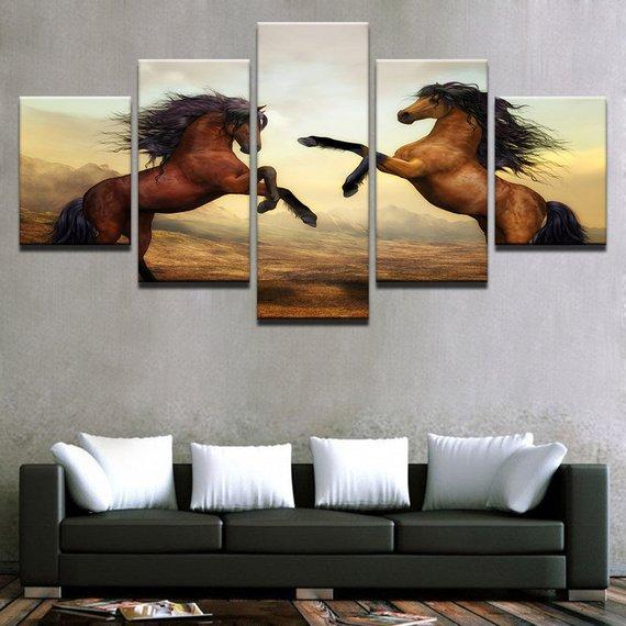 Stallion Horses 07 - Animal 5 Panel Canvas Art Wall Decor Stallion Horses 07 - Animal 5 Panel Canvas Art Wall Decor