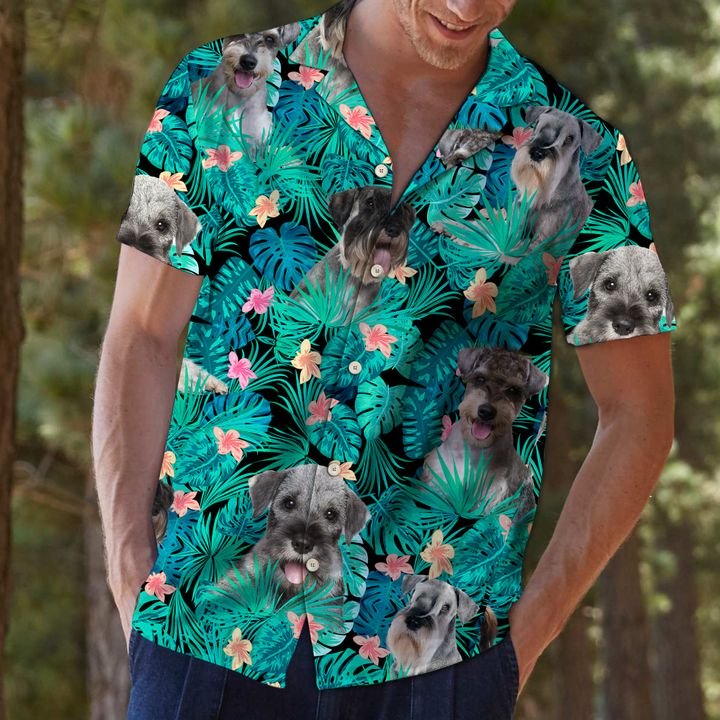 Standard Schnauzer Tropical Hawaiian Shirt Summer Button Up Standard Schnauzer Tropical Hawaiian Shirt Summer Button Up