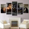 Standoff Horses - Animal 5 Panel Canvas Art Wall Decor