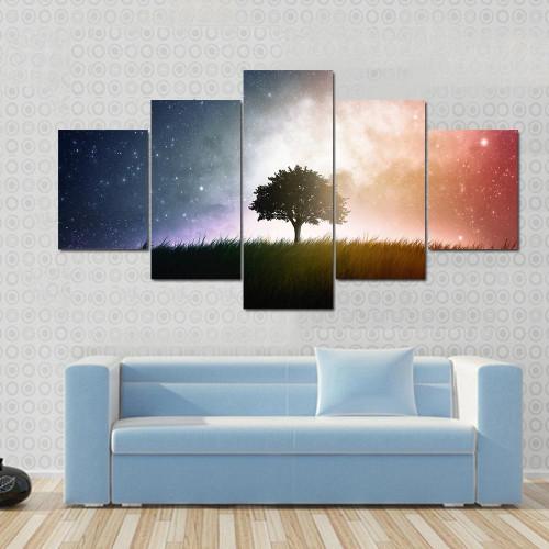Star And Galaxies - Nature 5 Panel Canvas Art Wall Decor Star And Galaxies - Nature 5 Panel Canvas Art Wall Decor