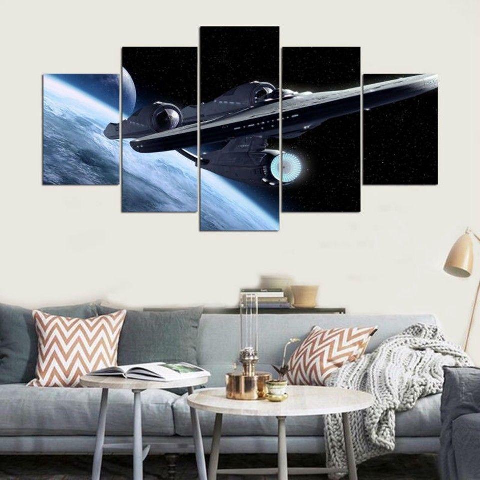 Star Trek Enterprise Space - Movie 5 Panel Canvas Art Wall Decor Star Trek Enterprise Space - Movie 5 Panel Canvas Art Wall Decor