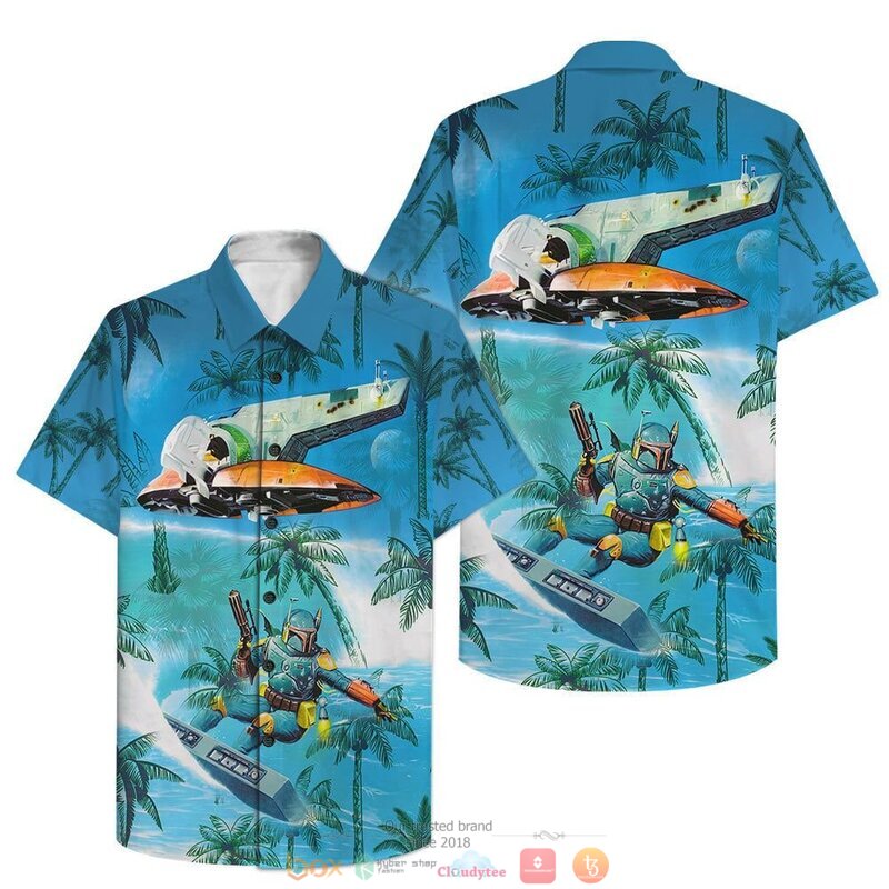 Star Wars Mandalorian Surfing Hawaiian Shirt Star Wars Mandalorian Surfing Hawaiian Shirt