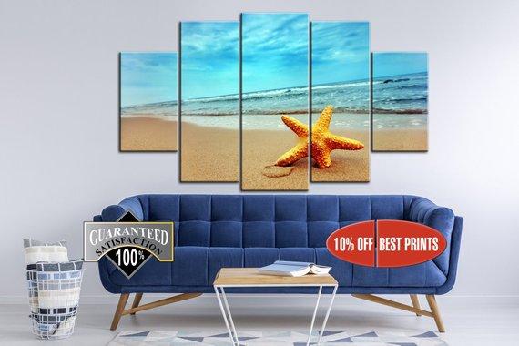 Starfish Inhabitants Of The Sea - Animal 5 Panel Canvas Art Wall Decor Starfish Inhabitants Of The Sea - Animal 5 Panel Canvas Art Wall Decor