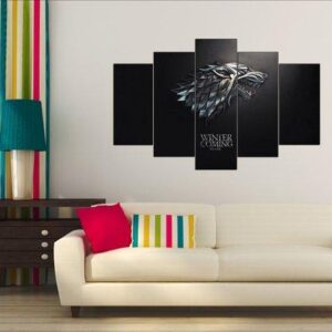 Stark Coat Of Arms Stark Wolf Game Of Thrones - Movie 5 Panel Canvas Art Wall Decor