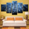 Starry Night In The Forest - Nature 5 Panel Canvas Art Wall Decor