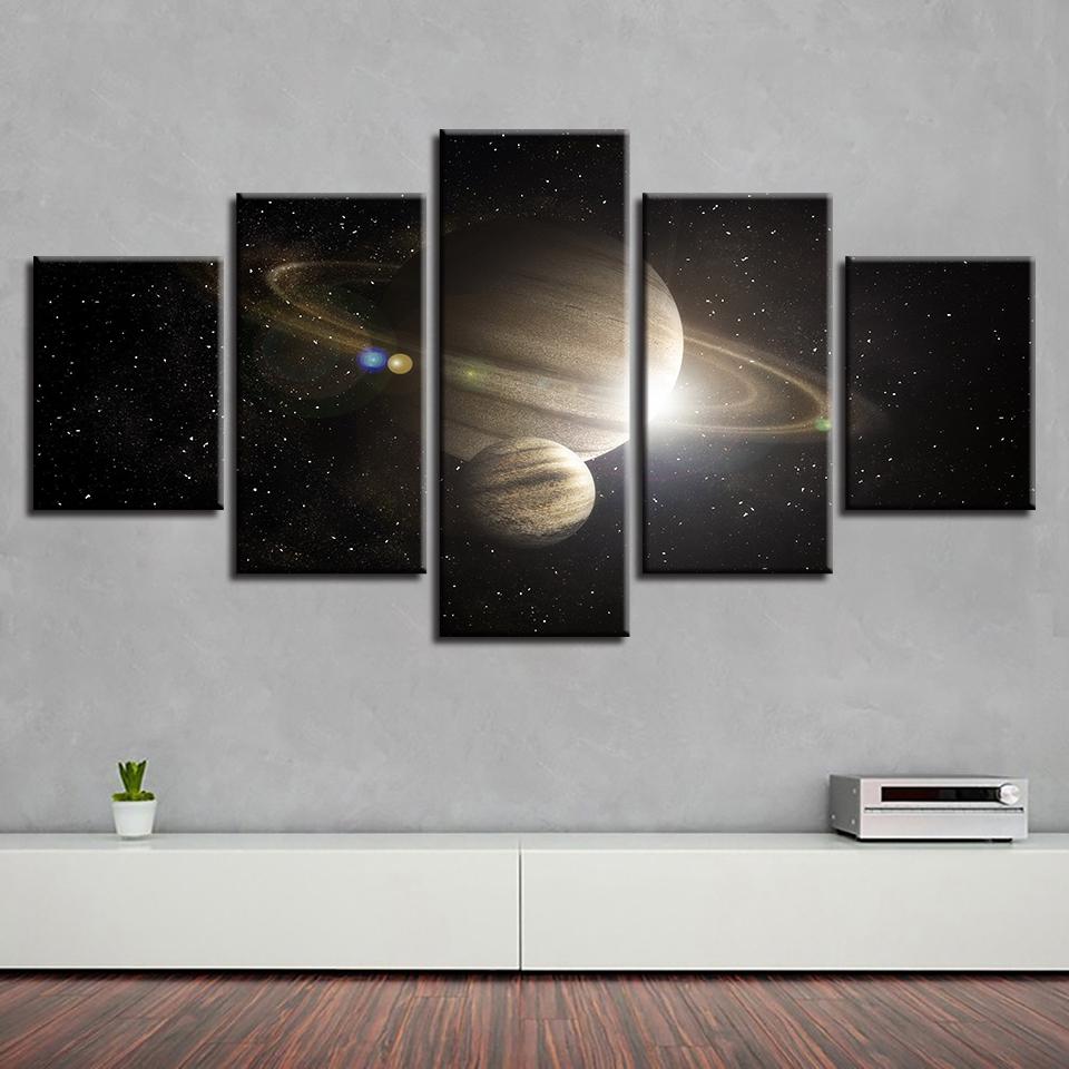 Starry Sky Planet Landscape - Space 5 Panel Canvas Art Wall Decor Starry Sky Planet Landscape - Space 5 Panel Canvas Art Wall Decor