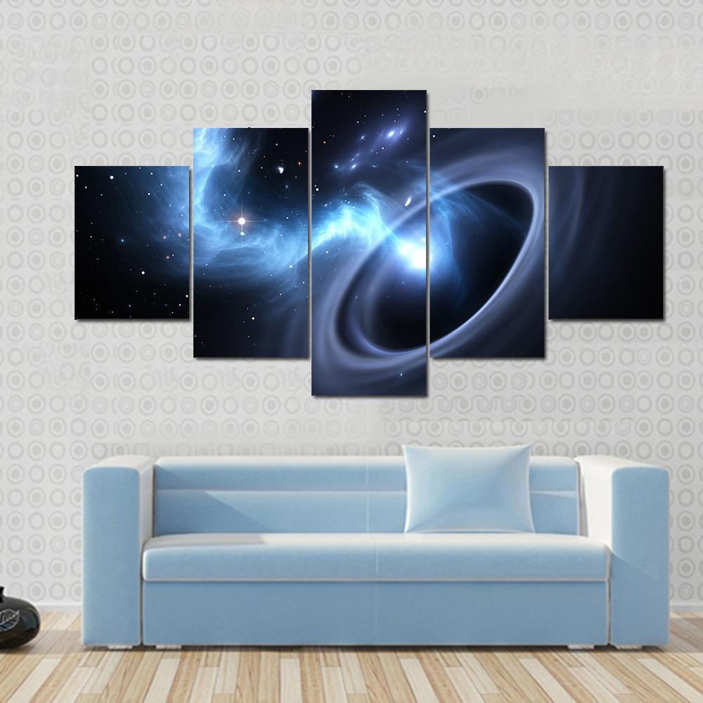Stars And Material Falls Into A Black Hole - Space 5 Panel Canvas Art Wall Decor Stars And Material Falls Into A Black Hole - Space 5 Panel Canvas Art Wall Decor