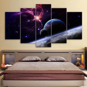 Stars Galaxy Infinity - Space Universe 5 Panel Canvas Art Wall Decor