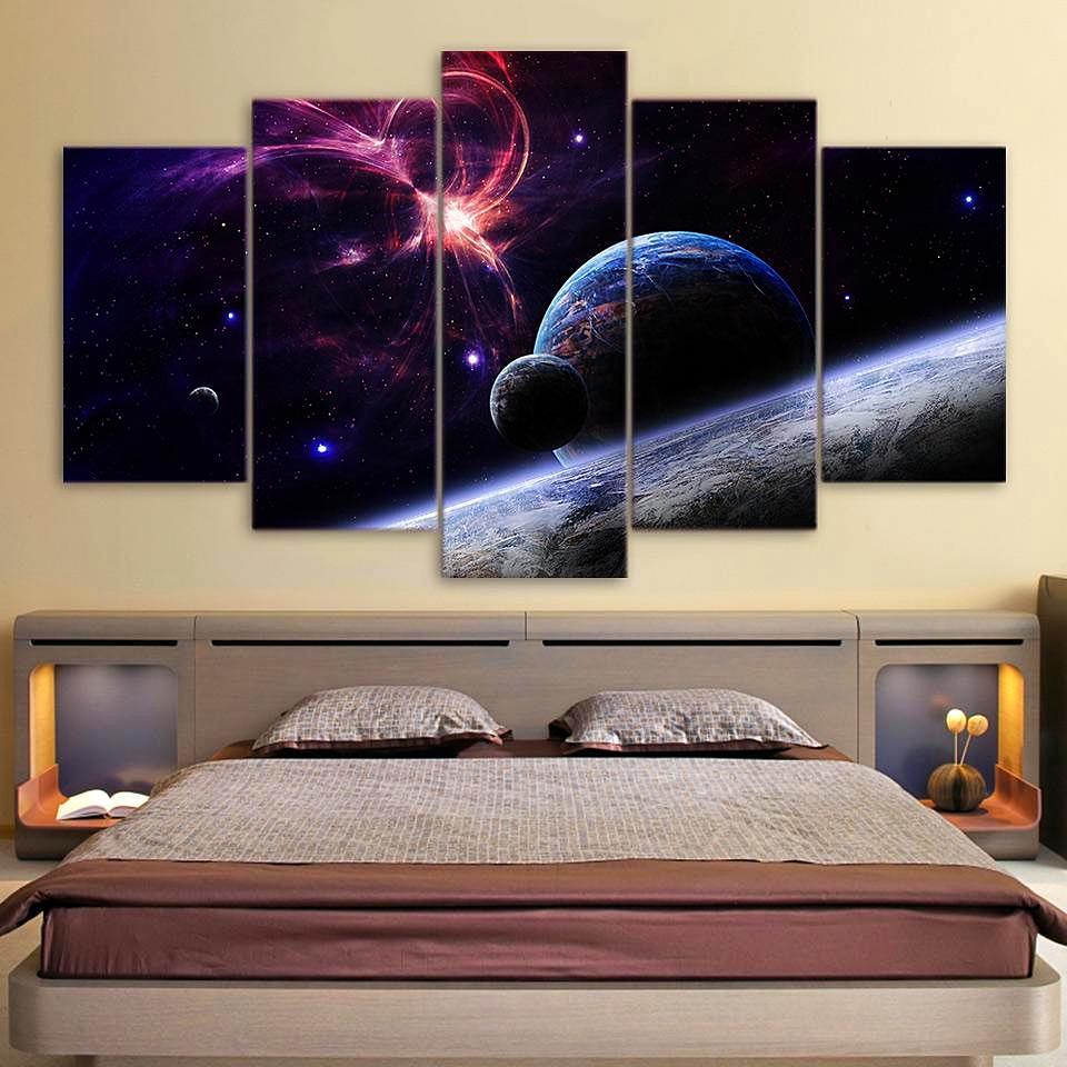 Stars Galaxy Infinity - Space Universe 5 Panel Canvas Art Wall Decor Stars Galaxy Infinity - Space Universe 5 Panel Canvas Art Wall Decor