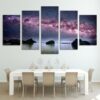 Stars In Sky Aurora Borealis - Nature 5 Panel Canvas Art Wall Decor