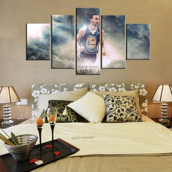 Stephen Curry Of Golden State Warriors - Sport 5 Panel Canvas Art Wall Decor Stephen Curry Of Golden State Warriors - Sport 5 Panel Canvas Art Wall Decor