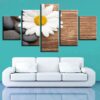 Stone And White Chrysanthemum - Nature 5 Panel Canvas Art Wall Decor