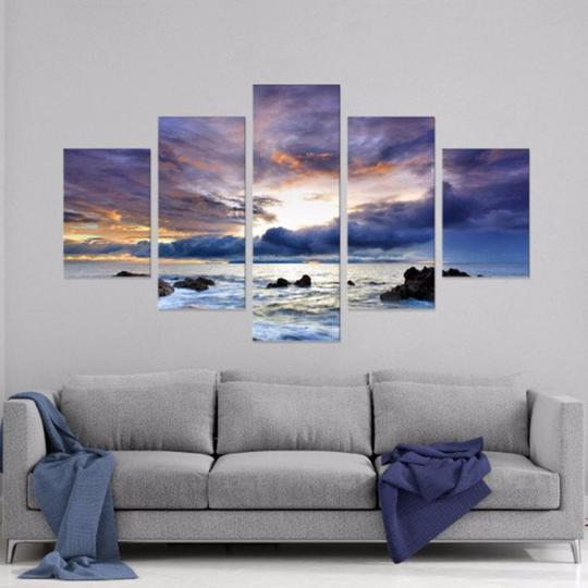 Storm Clouds Rolling In Across Sea - Space 5 Panel Canvas Art Wall Decor Storm Clouds Rolling In Across Sea - Space 5 Panel Canvas Art Wall Decor