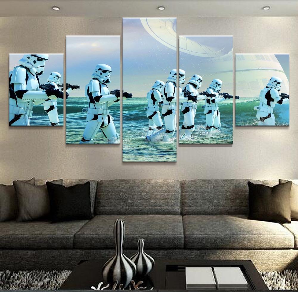 Stormtroopers Water Rogue One Death Star - Movie 5 Panel Canvas Art Wall Decor Stormtroopers Water Rogue One Death Star - Movie 5 Panel Canvas Art Wall Decor