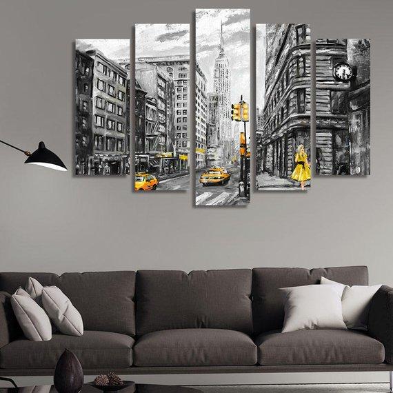 Street Scene - Nature 5 Panel Canvas Art Wall Decor Street Scene - Nature 5 Panel Canvas Art Wall Decor