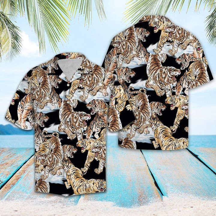 Strong Tigers Hawaiian Shirt Summer Button Up Strong Tigers Hawaiian Shirt Summer Button Up