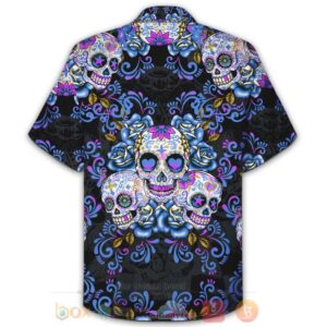 Sugar Skull Blue Hawaiian Shirt