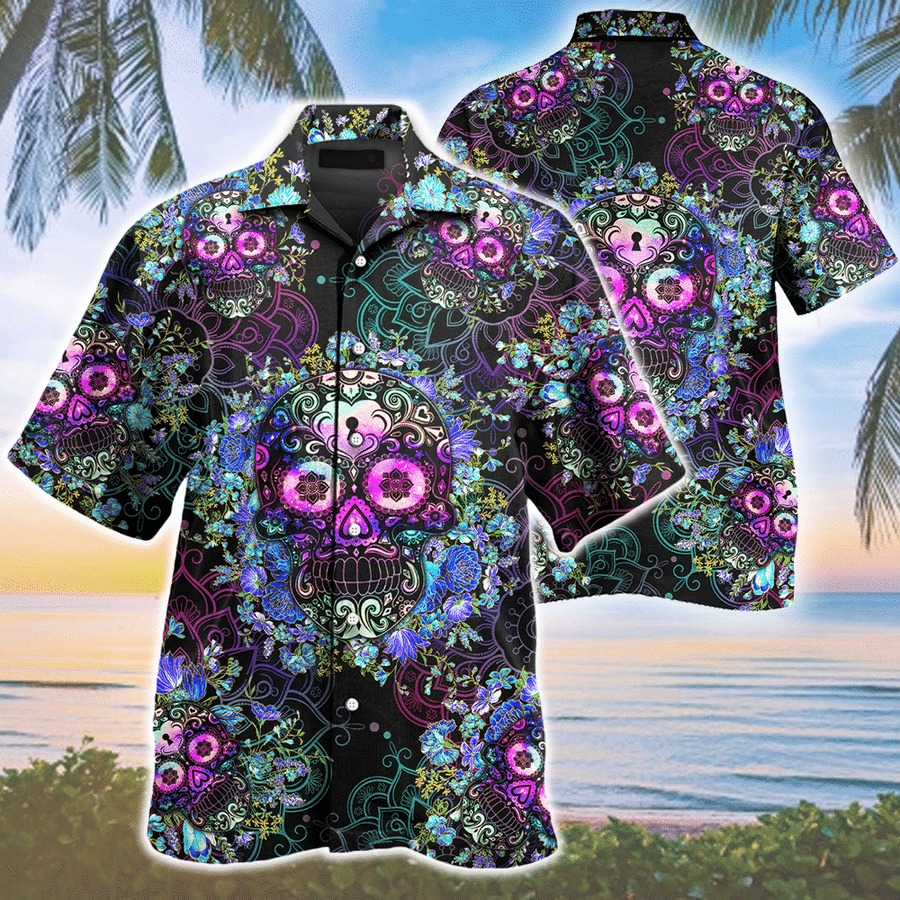 Sugar Skull Floral Pattern Hawaiian Shirt Sugar Skull Floral Pattern Hawaiian Shirt