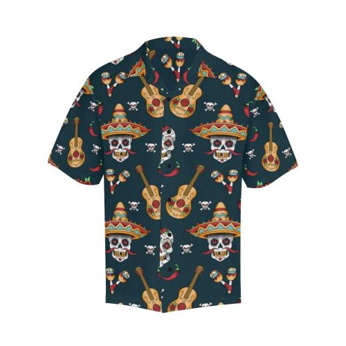 Sugar Skull Mexican Hawaiian Shirt Summer Button Up Sugar Skull Mexican Hawaiian Shirt Summer Button Up