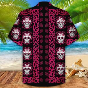 Sugar Skull Pink Hawaiian Shirt