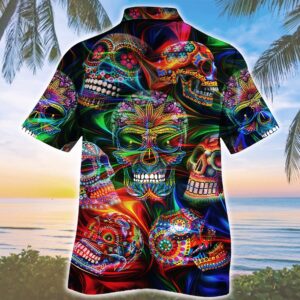 Sugar Skull Spychedelic Pattern Hawaiian Shirt