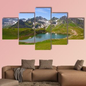 Summer Alpine Landscape - Nature 5 Panel Canvas Art Wall Decor