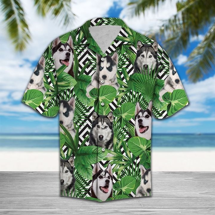 Summer Exotic Jungle Tropical Siberian Husky Hawaiian Shirt Summer Button Up Summer Exotic Jungle Tropical Siberian Husky Hawaiian Shirt Summer Button Up