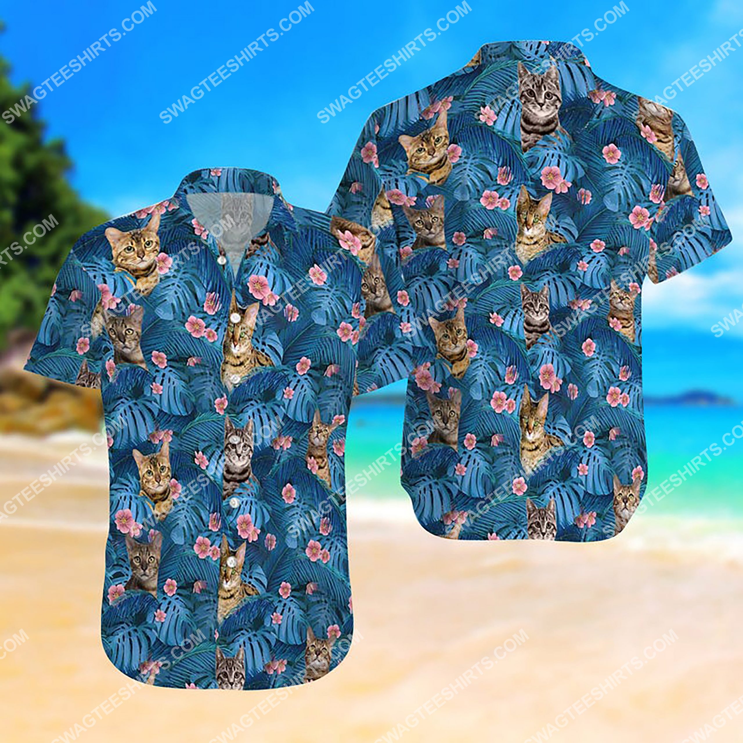 Summer Time Tropical Cat All Over Print Hawaiian Shirt Summer Time Tropical Cat All Over Print Hawaiian Shirt