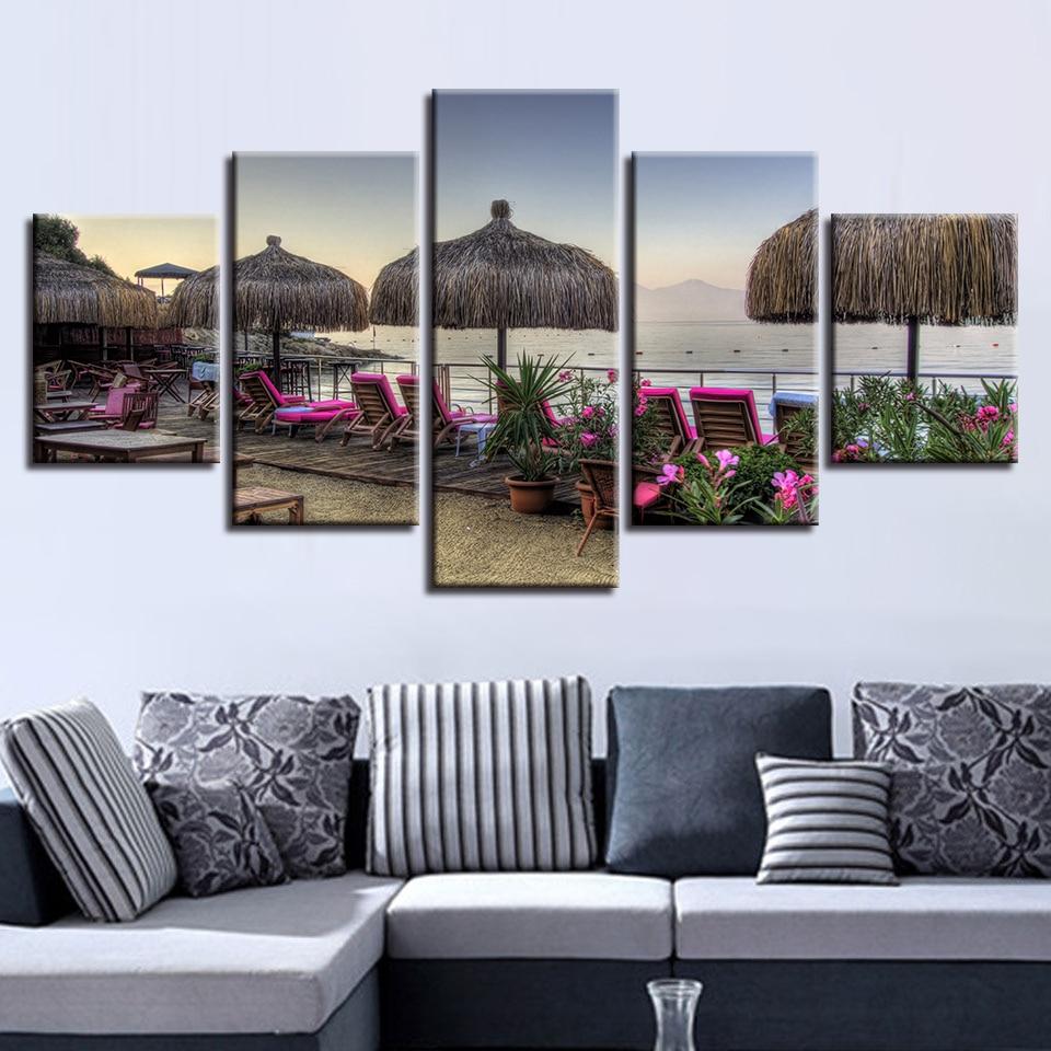 Sun Chair And Flower - Nature 5 Panel Canvas Art Wall Decor Sun Chair And Flower - Nature 5 Panel Canvas Art Wall Decor