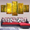 Sun Golden Yellow Forest Autumn - Nature 5 Panel Canvas Art Wall Decor