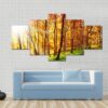 Sun In The Autumn Forest - Nature 5 Panel Canvas Art Wall Decor