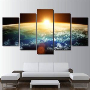 Sun In The Universe - Space 5 Panel Canvas Art Wall Decor