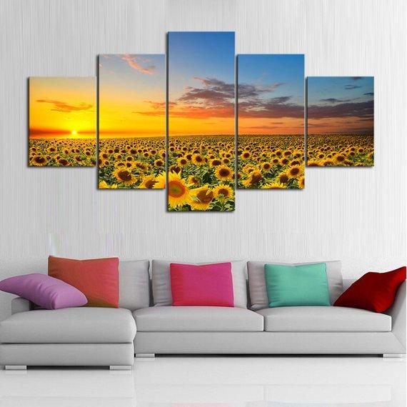 Sunflower Multi - Nature 5 Panel Canvas Art Wall Decor Sunflower Multi - Nature 5 Panel Canvas Art Wall Decor
