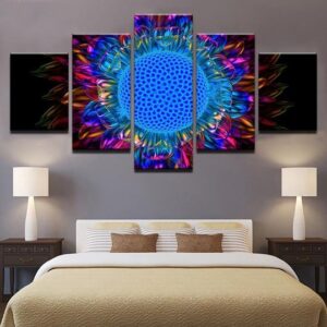 Sunflower Rainbow - Abstract 5 Panel Canvas Art Wall Decor