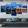 Sunltan Omar Air Saifuddin Mosque Night - Nature 5 Panel Canvas Art Wall Decor