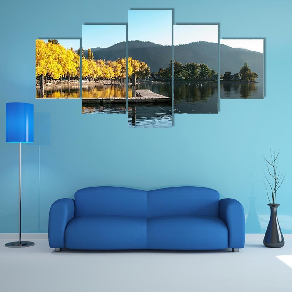 Sunrise At Wapato Resort On Lake Chelan - Nature 5 Panel Canvas Art Wall Decor Sunrise At Wapato Resort On Lake Chelan - Nature 5 Panel Canvas Art Wall Decor