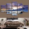 Sunrise Sea Wave 01 - Space 5 Panel Canvas Art Wall Decor
